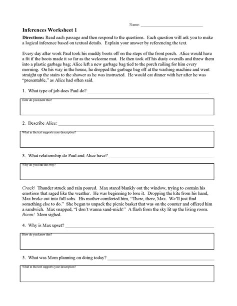 Inferences Worksheet 1 .